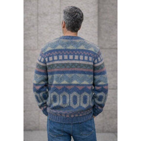 Vintage B.Altman & Co. 100% Shetland Hand Knit Wool Sweater Mens Large Geometric - Picture 12 of 13